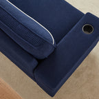 Canapé 3 places en velours côtelé avec ports USB et porte-gobelets