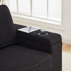 Canapé 3 places en velours côtelé avec ports USB et porte-gobelets