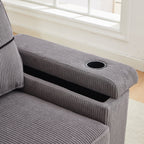 Canapé 3 places en velours côtelé avec ports USB et porte-gobelets