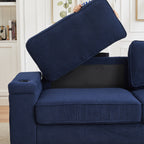 Canapé 3 places en velours côtelé avec ports USB et porte-gobelets