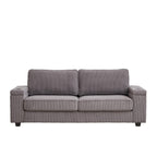 Canapé 3 places en velours côtelé avec ports USB et porte-gobelets