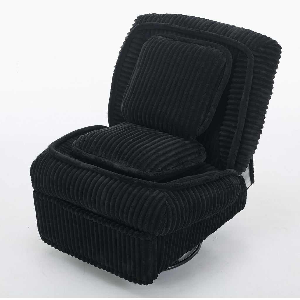 Fauteuil inclinable pivotant à 360° en velours côtelé avec coussins