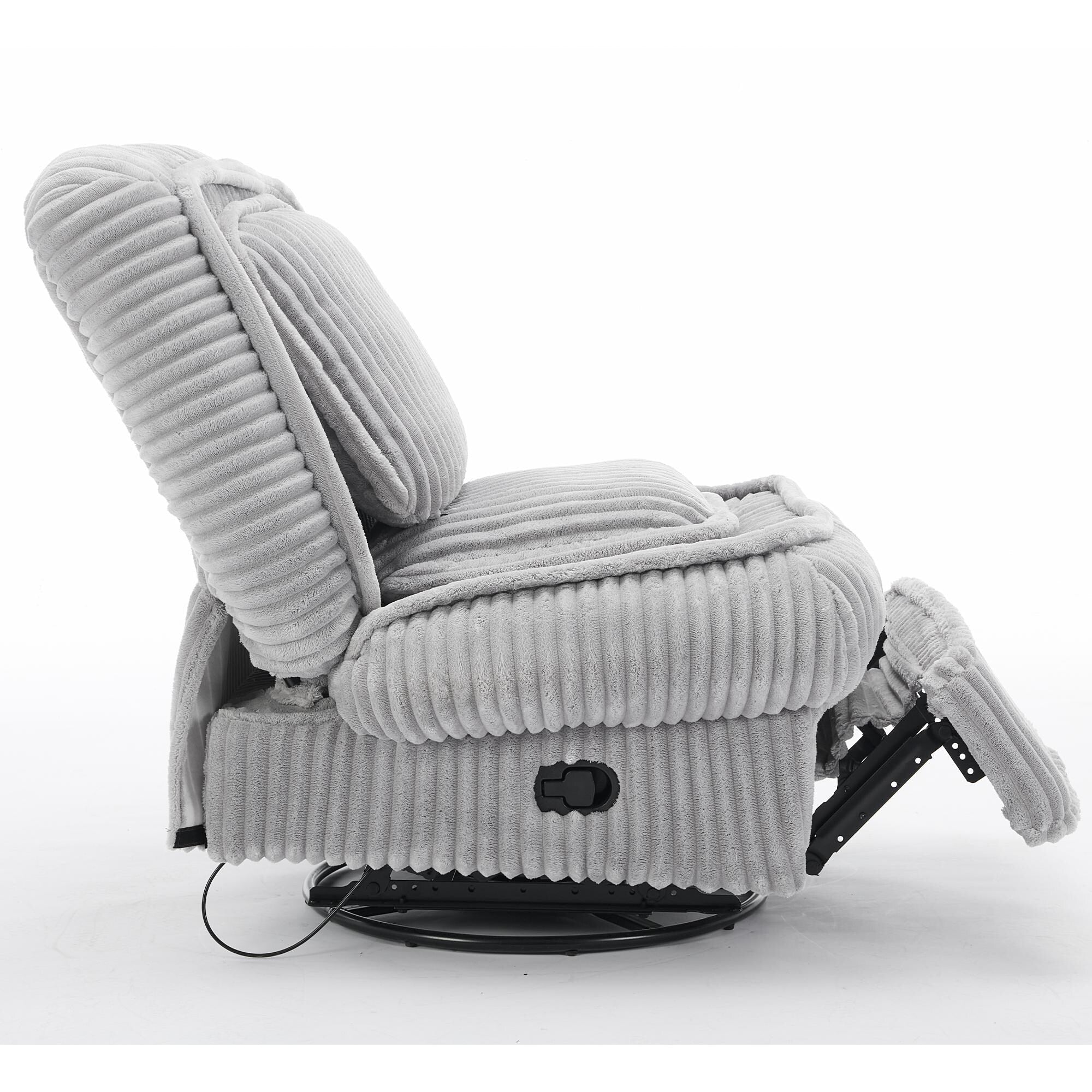 Fauteuil inclinable pivotant à 360° en velours côtelé avec coussins