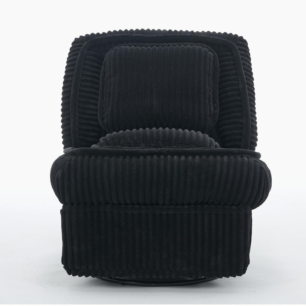 Fauteuil inclinable pivotant à 360° en velours côtelé avec coussins