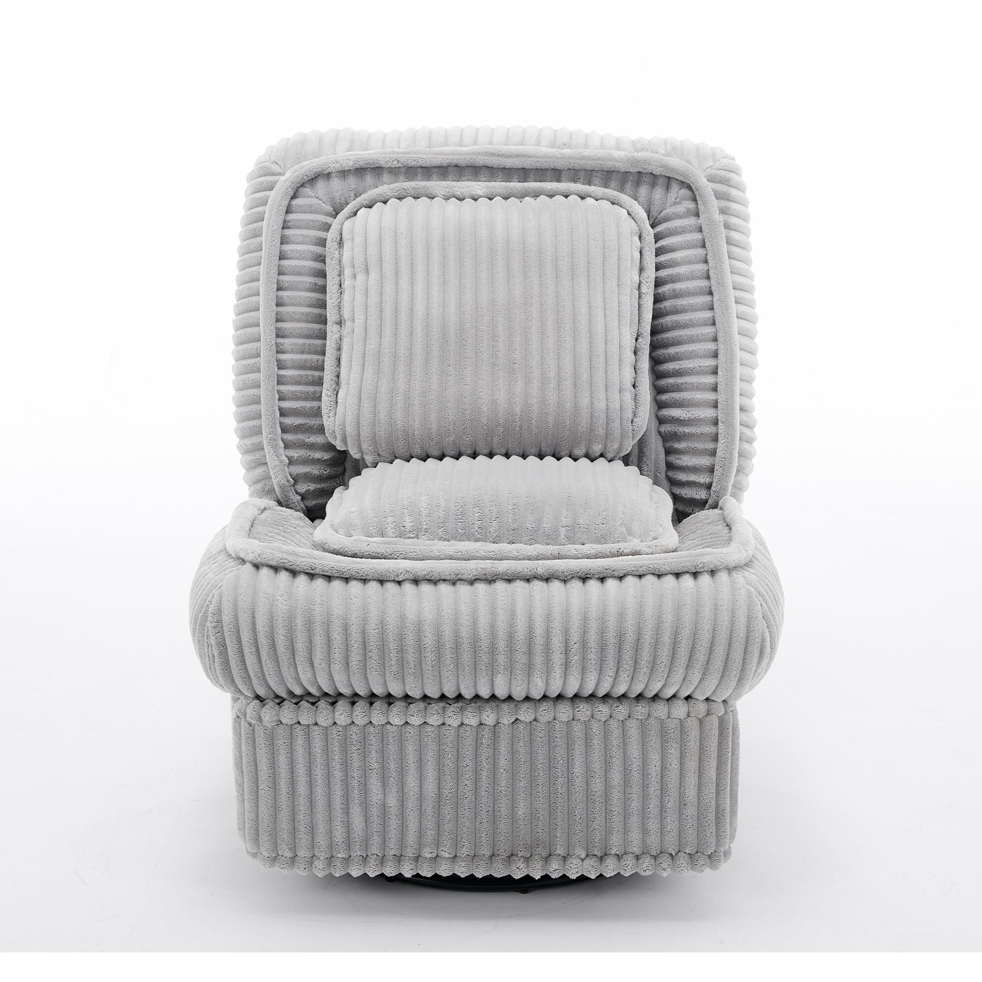 Fauteuil inclinable pivotant à 360° en velours côtelé avec coussins