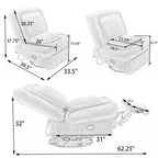 Fauteuil inclinable pivotant à 360° en velours côtelé avec coussins