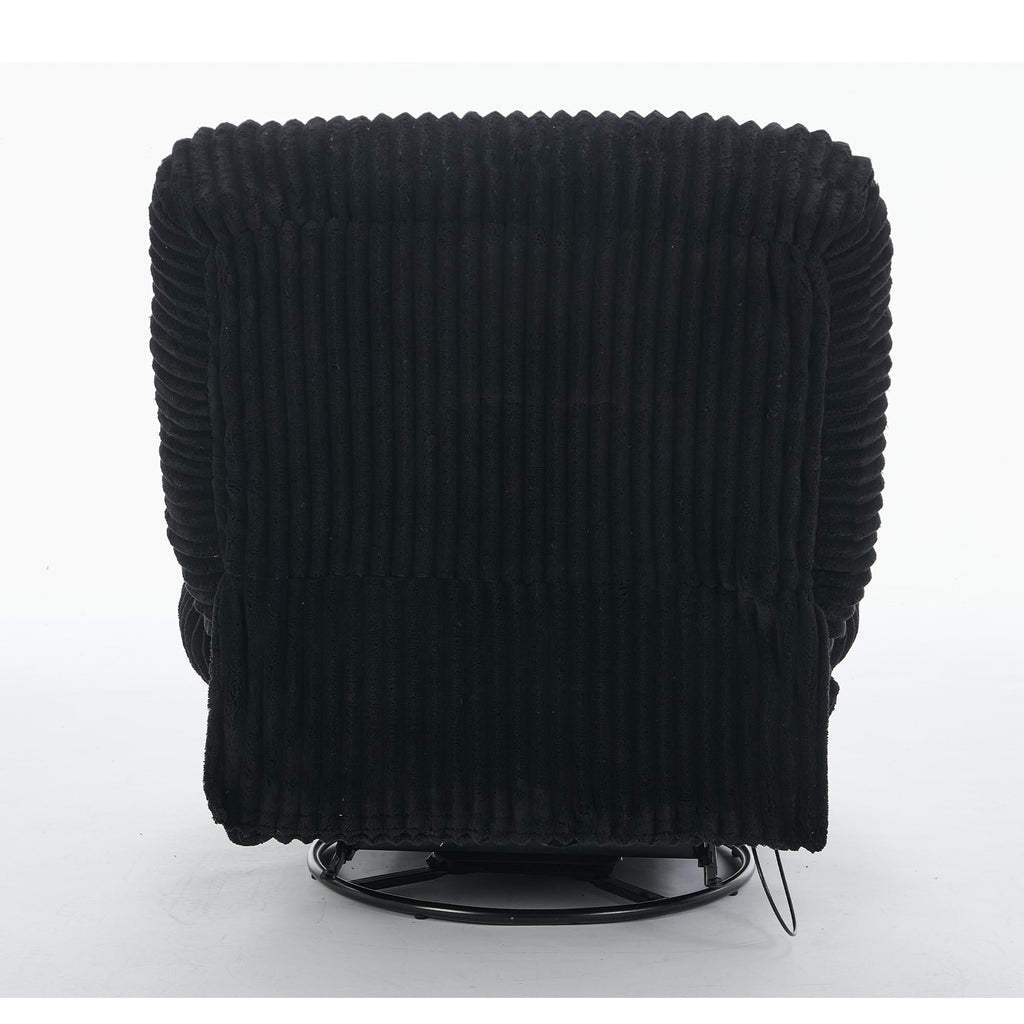 Fauteuil inclinable pivotant à 360° en velours côtelé avec coussins