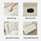 Fauteuil inclinable pivotant à 360° en velours côtelé avec coussins