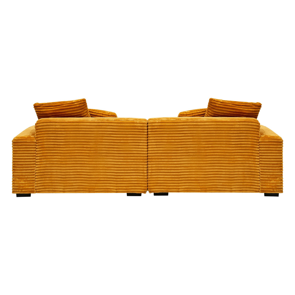 Canapé 4 places en velours côtelé avec coussins décoratifs