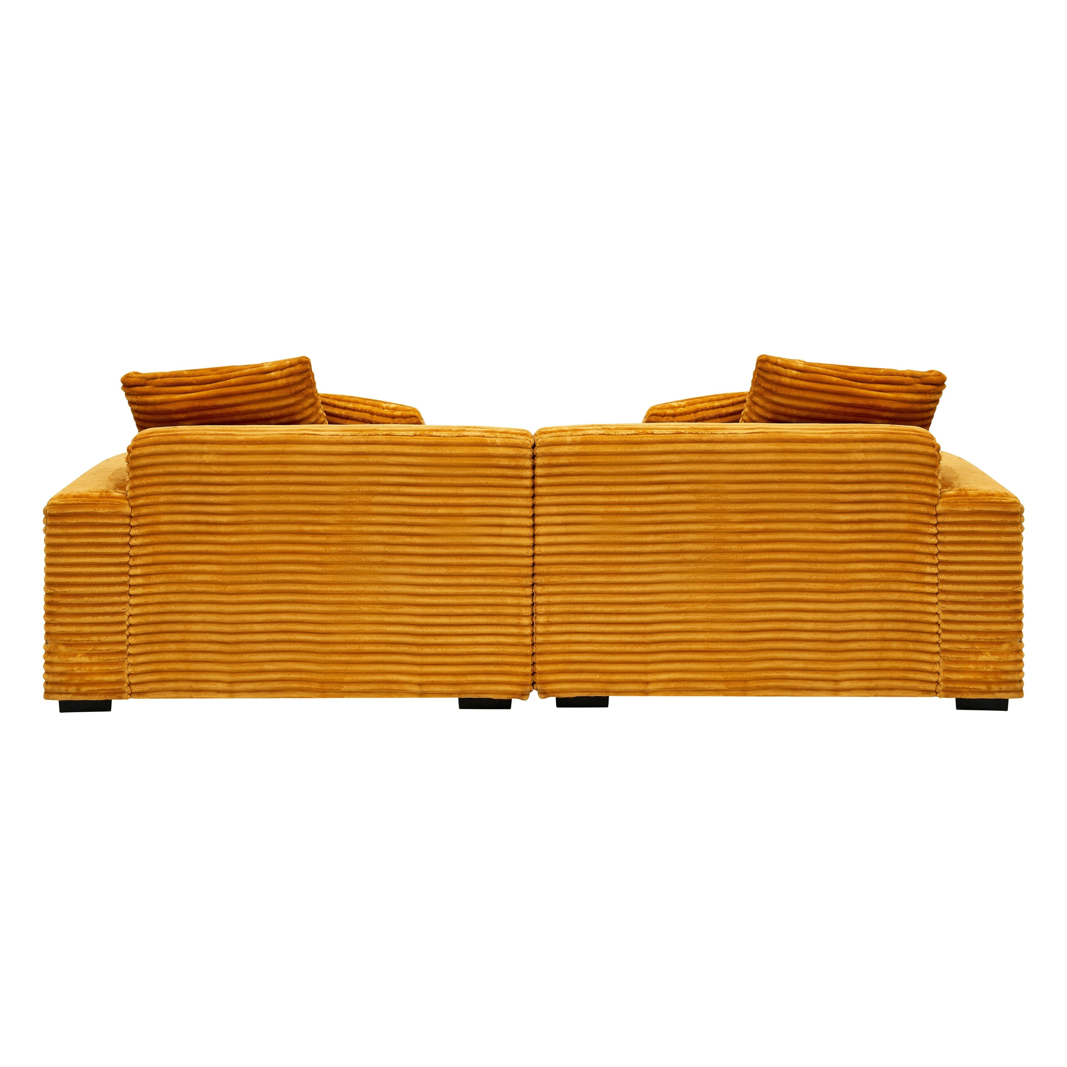 Canapé 4 places en velours côtelé avec coussins décoratifs