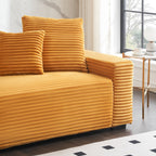 Canapé 4 places en velours côtelé avec coussins décoratifs