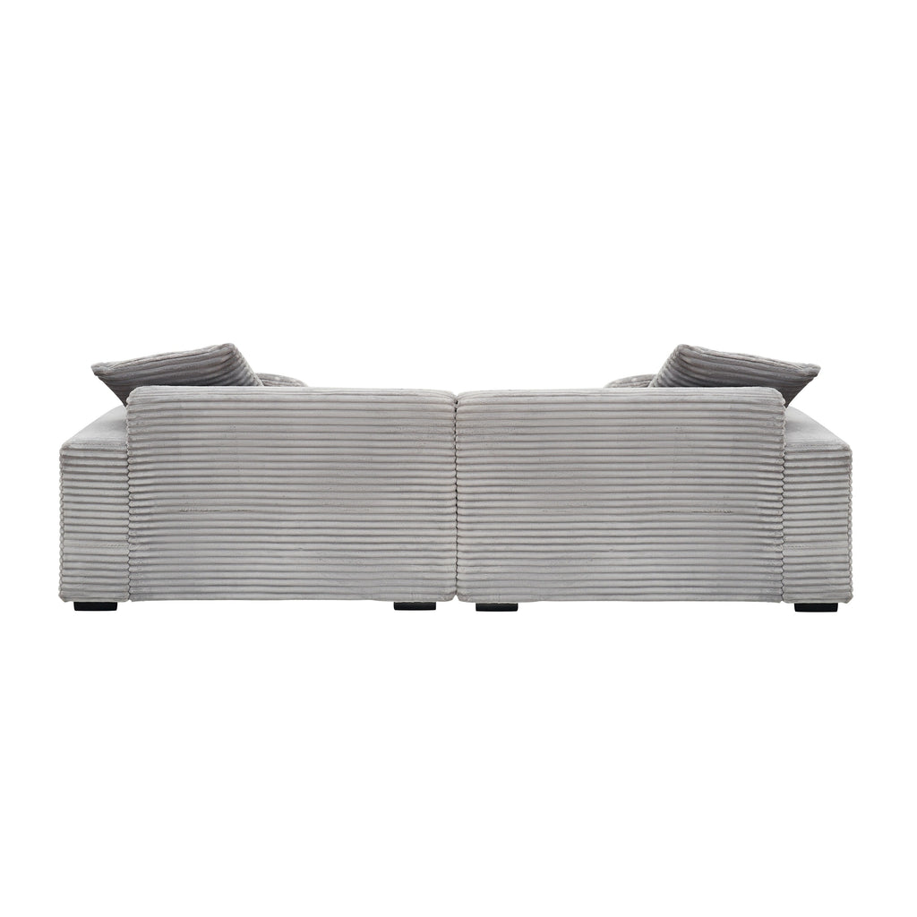 Canapé 4 places en velours côtelé avec coussins décoratifs