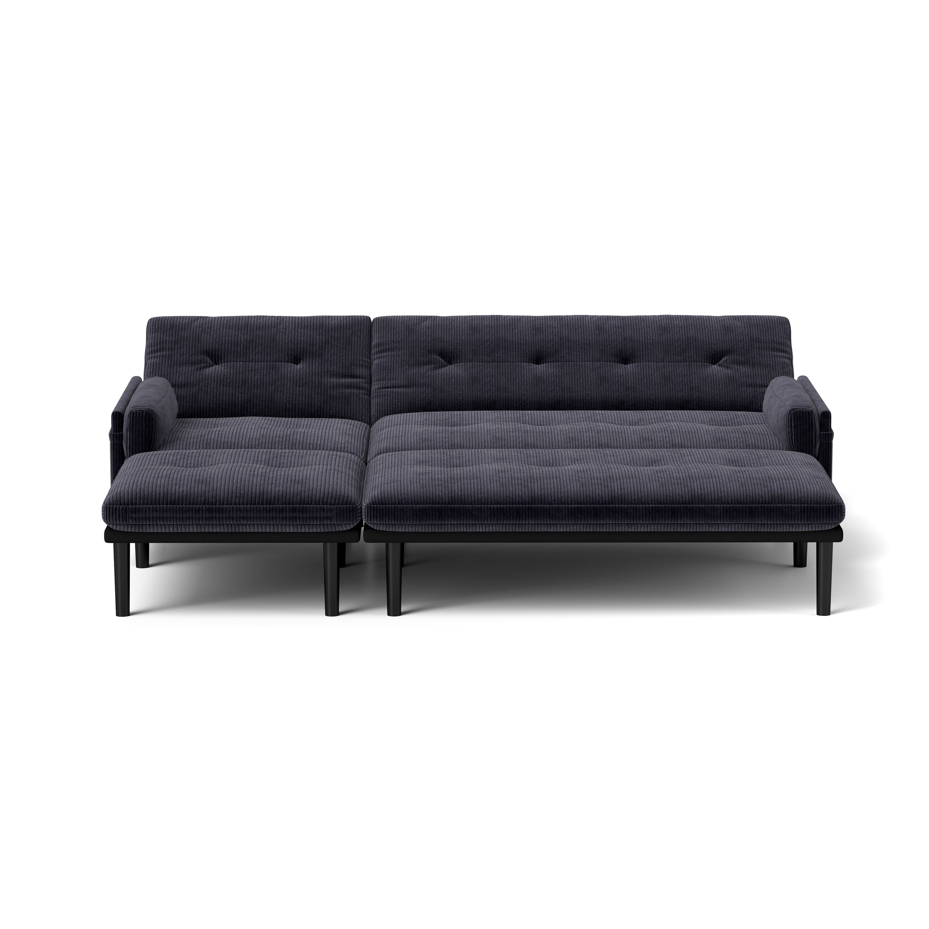 Canapé 3 places réglable en velours côtelé et lit d'appoint