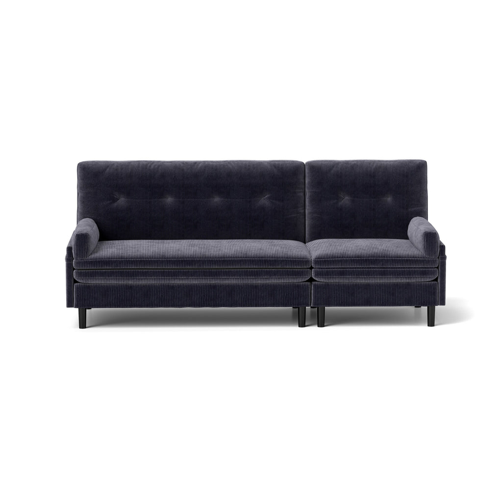 Canapé 3 places réglable en velours côtelé et lit d'appoint