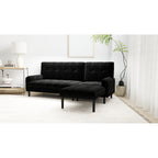 Canapé 3 places réglable en velours côtelé et lit d'appoint