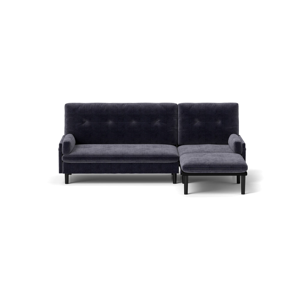 Canapé 3 places réglable en velours côtelé et lit d'appoint