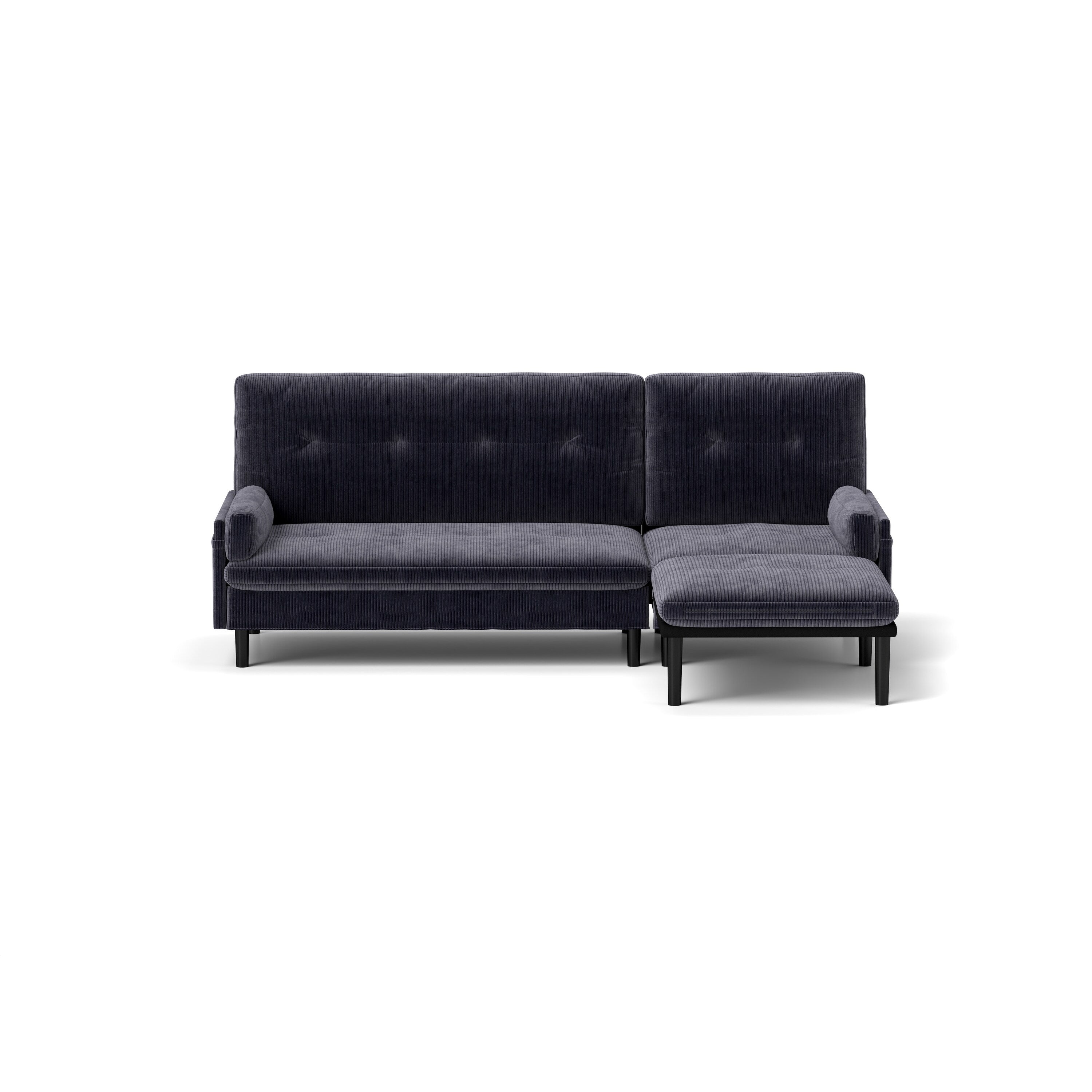 Canapé 3 places réglable en velours côtelé et lit d'appoint