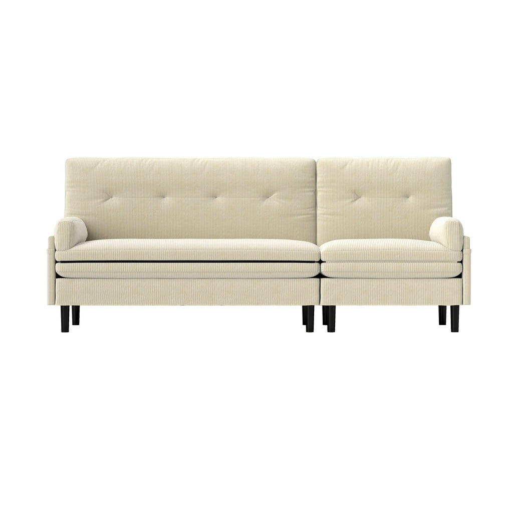 Canapé 3 places réglable en velours côtelé et lit d'appoint