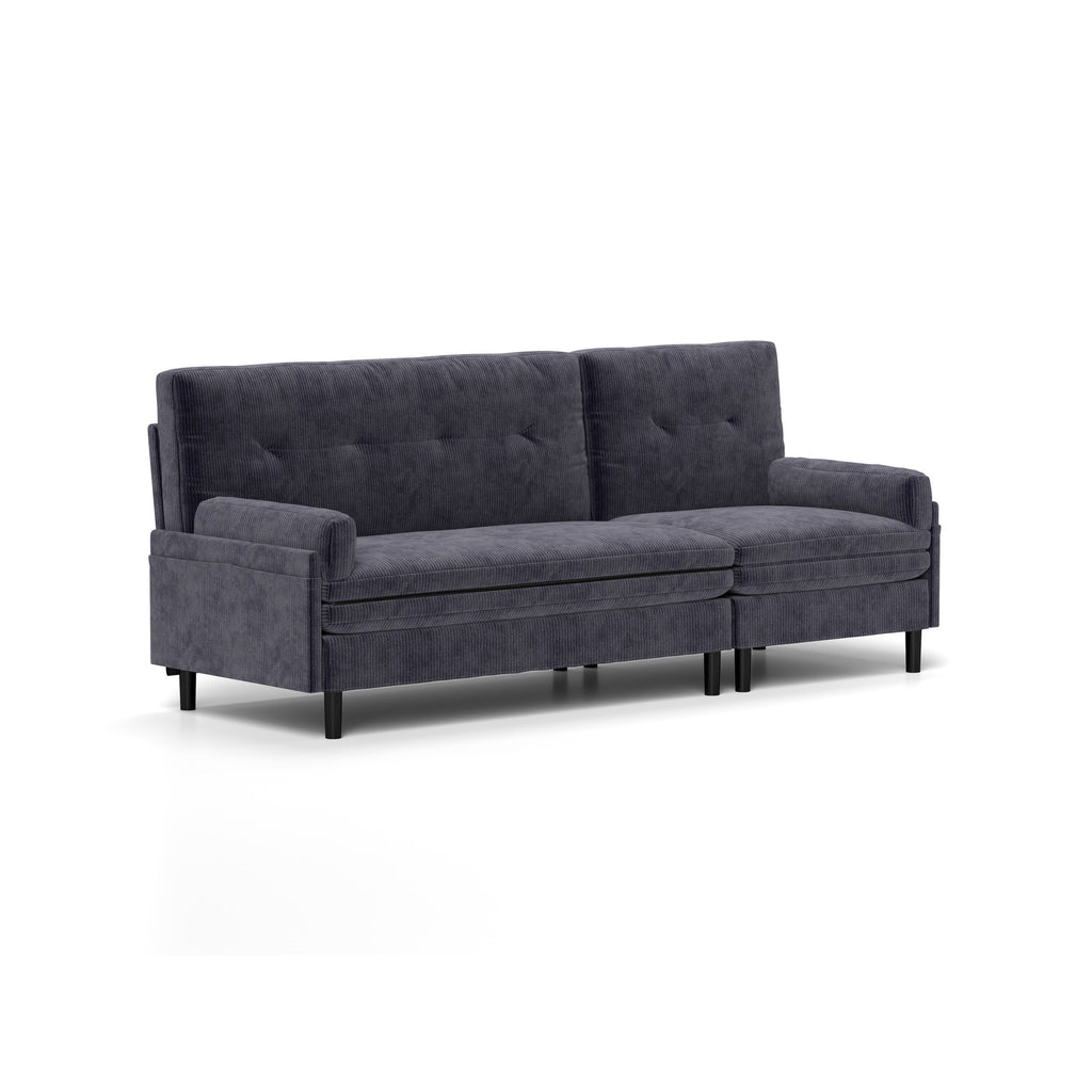 Canapé 3 places réglable en velours côtelé et lit d'appoint