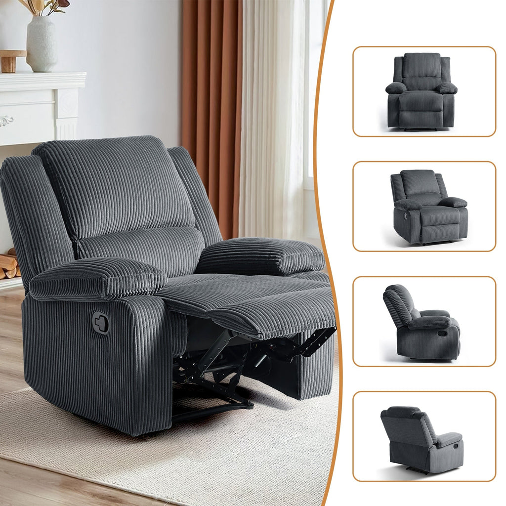 Fauteuil inclinable réglable en velours côtelé pour salon