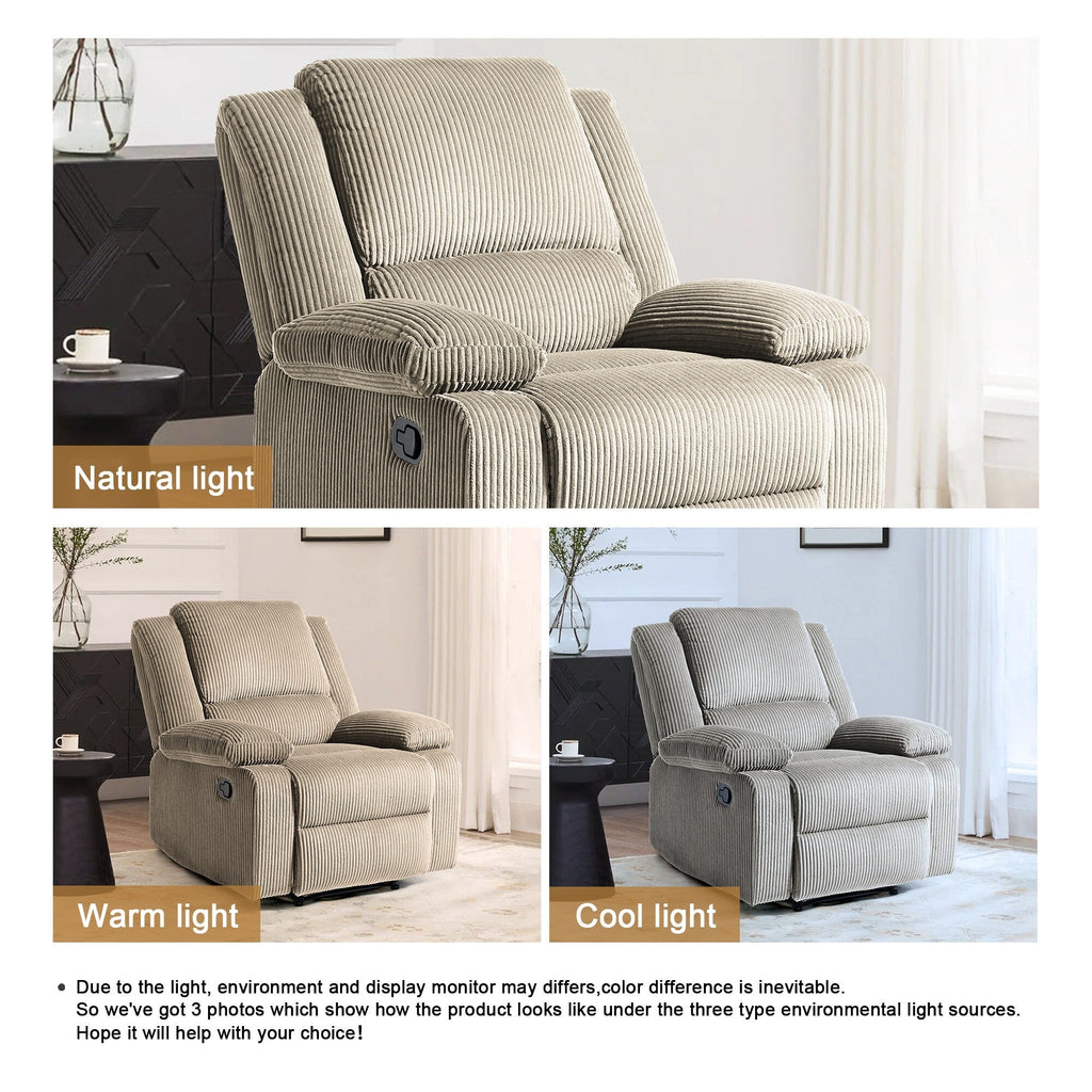 Fauteuil inclinable réglable en velours côtelé pour salon