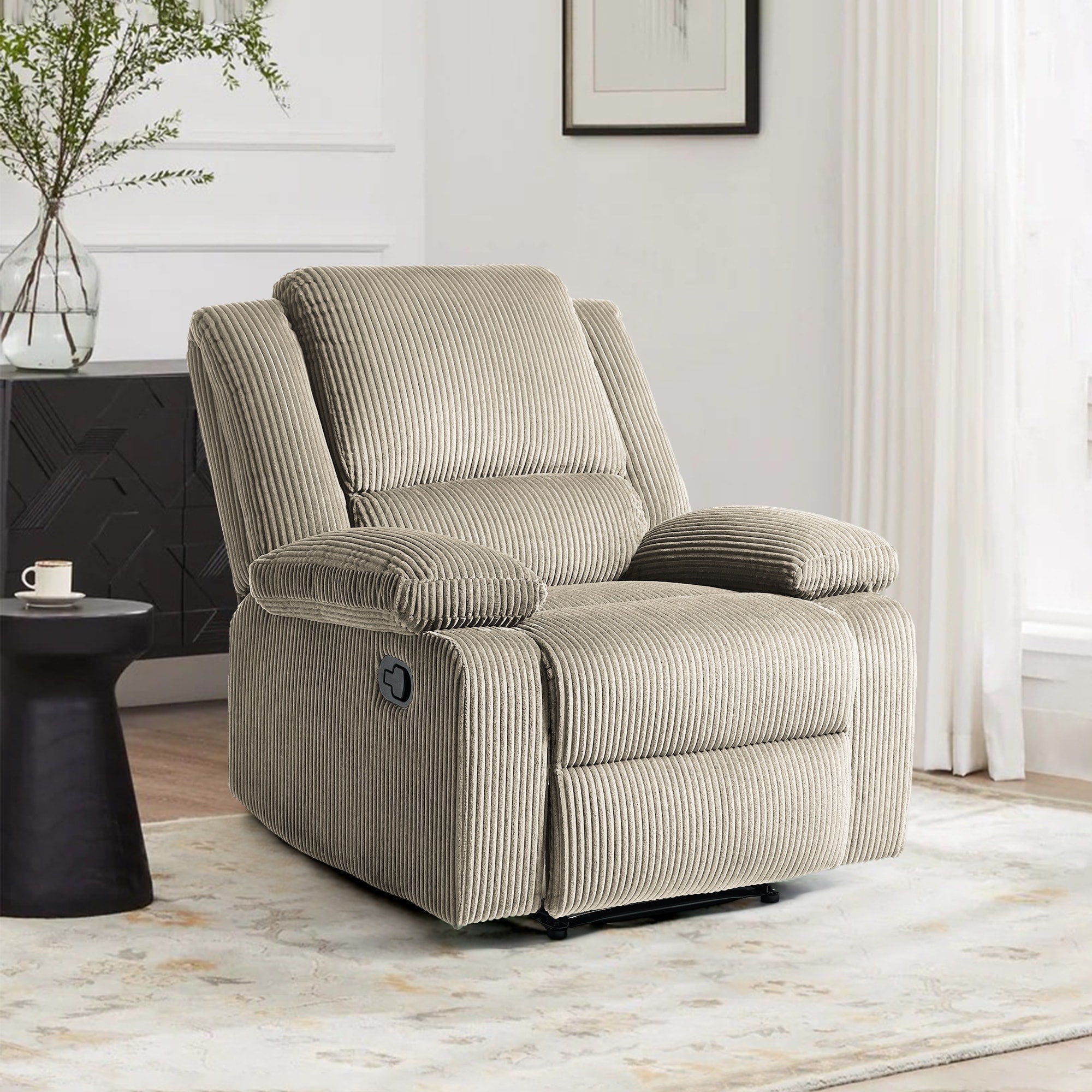 Fauteuil inclinable réglable en velours côtelé pour salon
