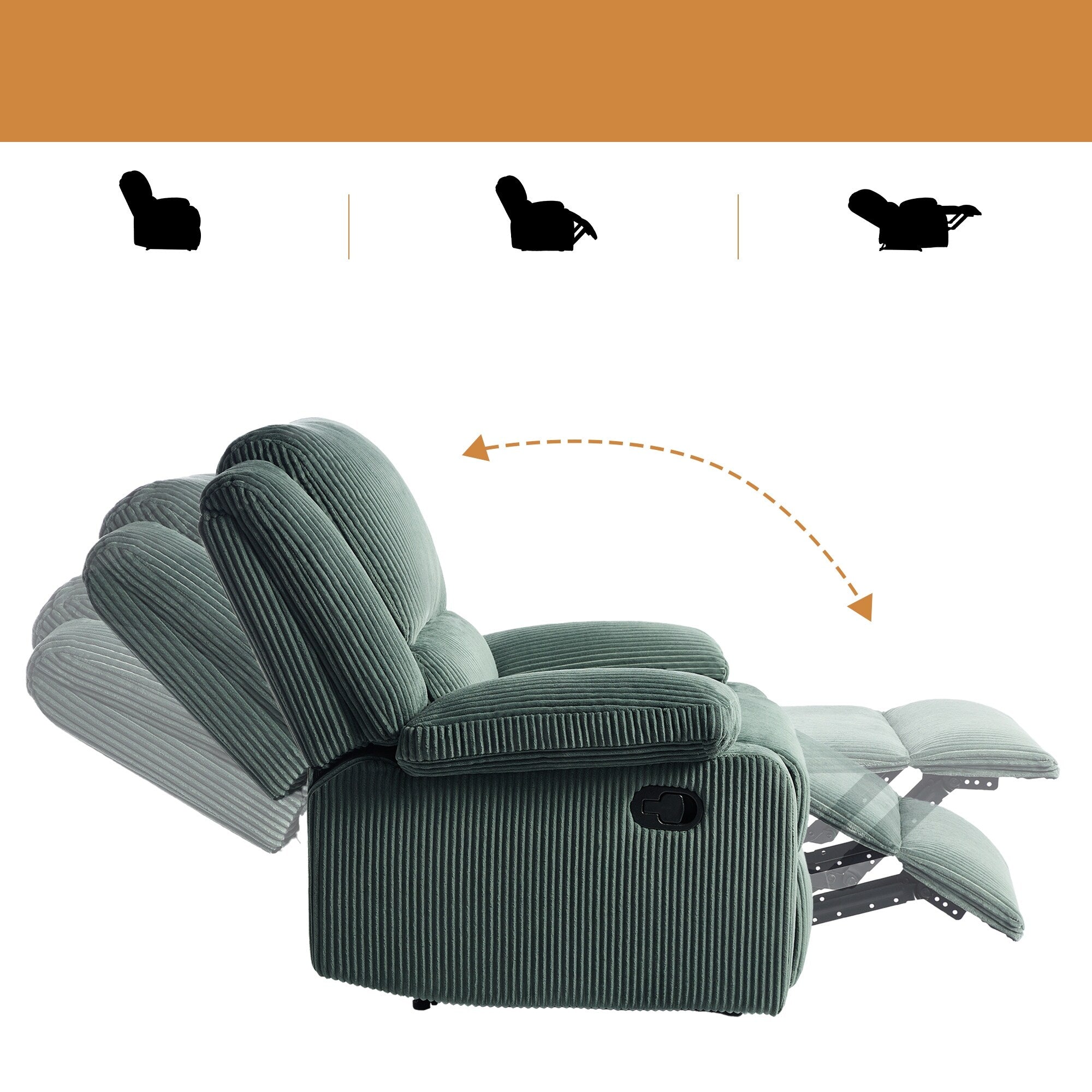 Fauteuil inclinable réglable en velours côtelé pour salon
