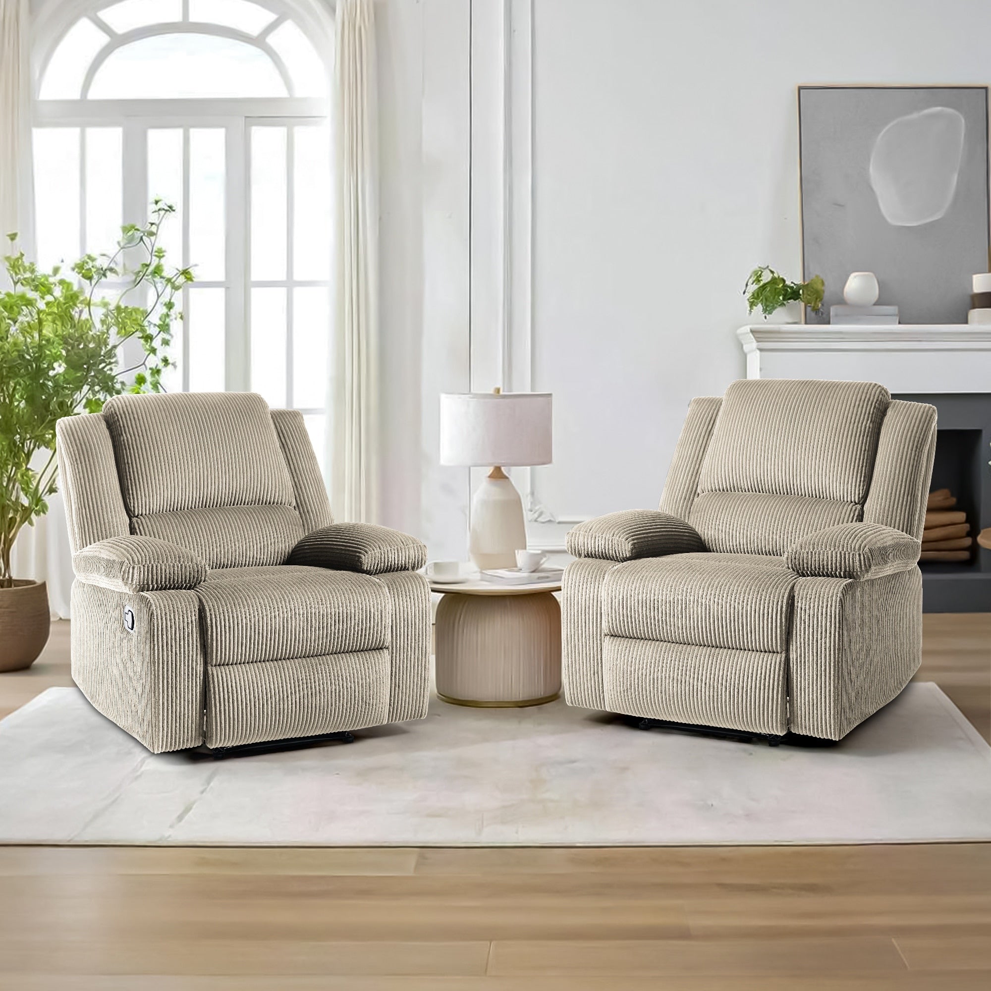 Fauteuil inclinable réglable en velours côtelé pour salon