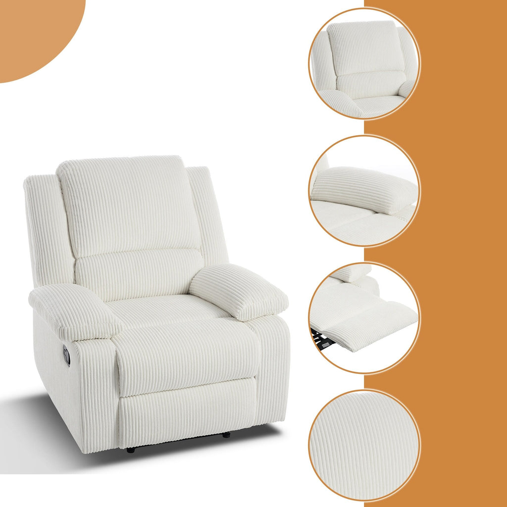 Fauteuil inclinable réglable en velours côtelé pour salon