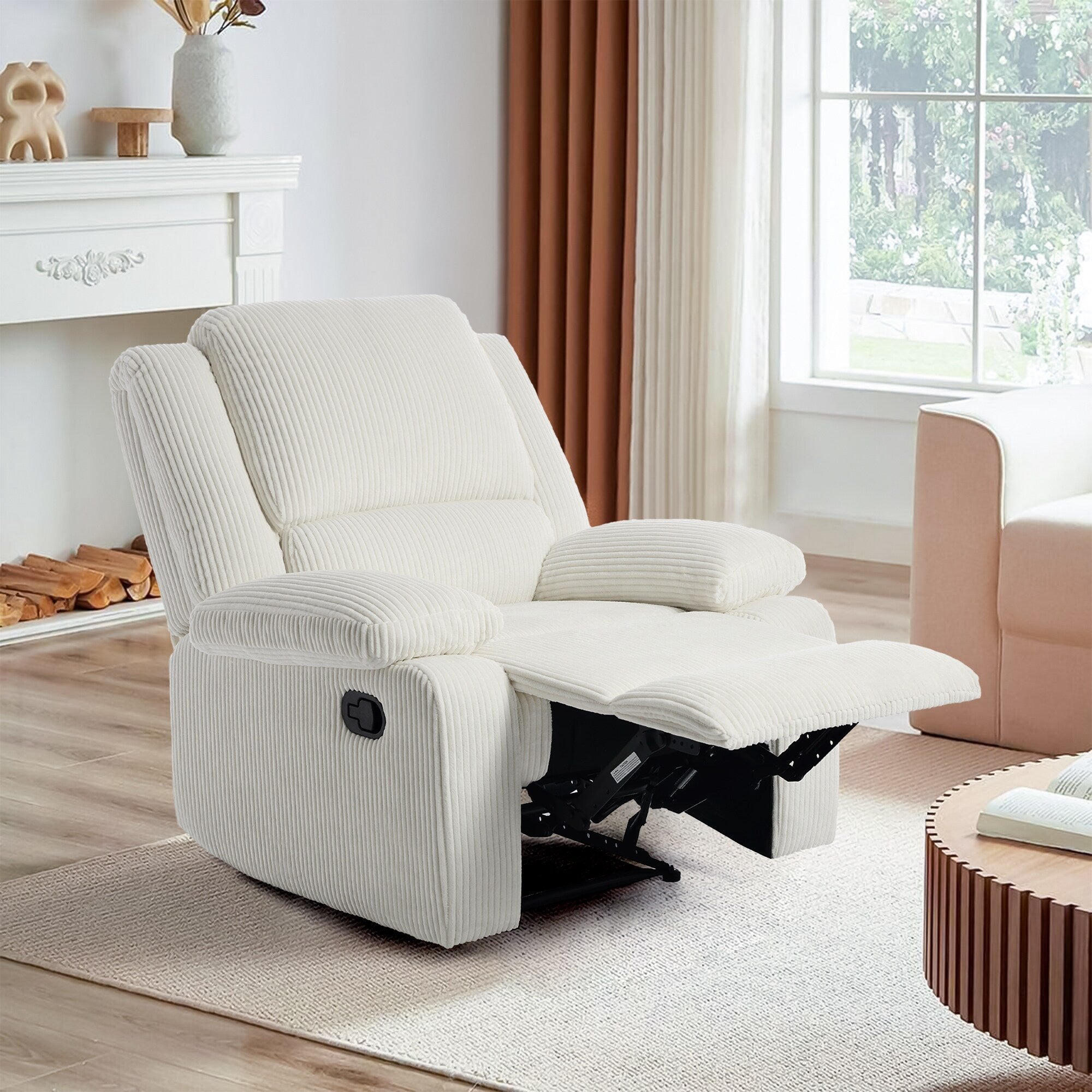 Fauteuil inclinable réglable en velours côtelé pour salon