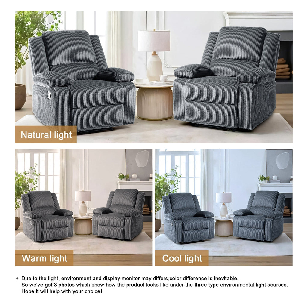 Fauteuil inclinable réglable en velours côtelé pour salon