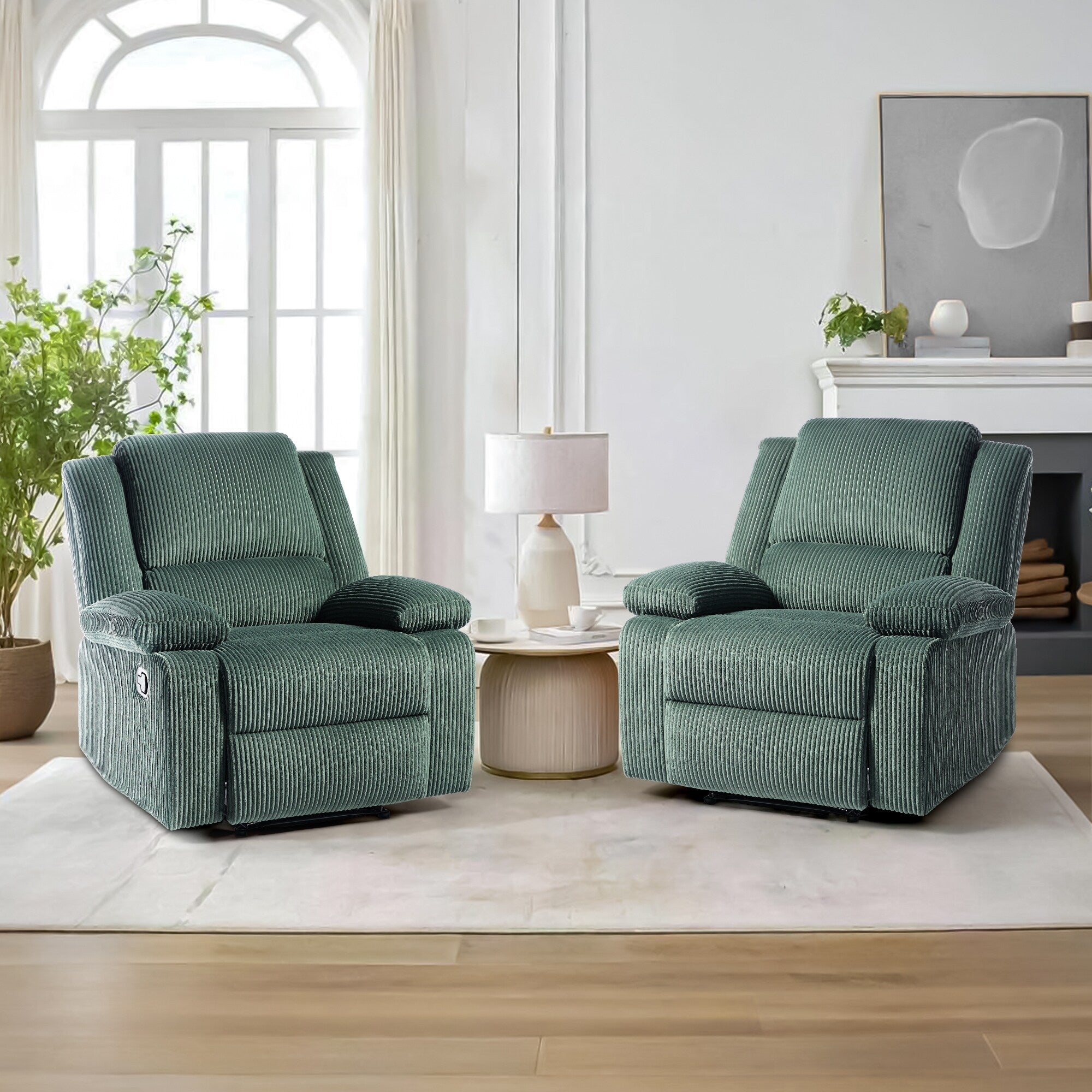 Fauteuil inclinable réglable en velours côtelé pour salon