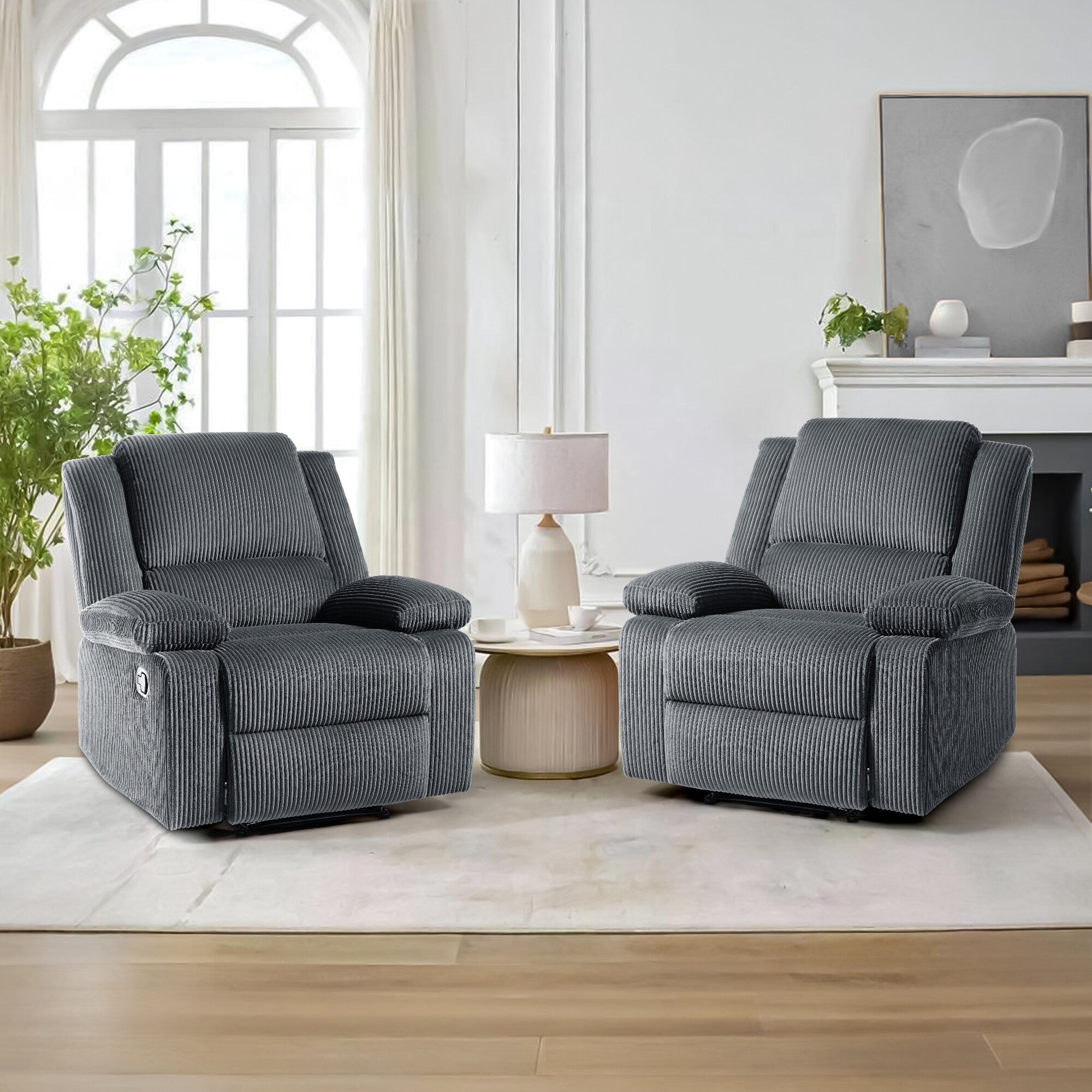 Fauteuil inclinable réglable en velours côtelé pour salon