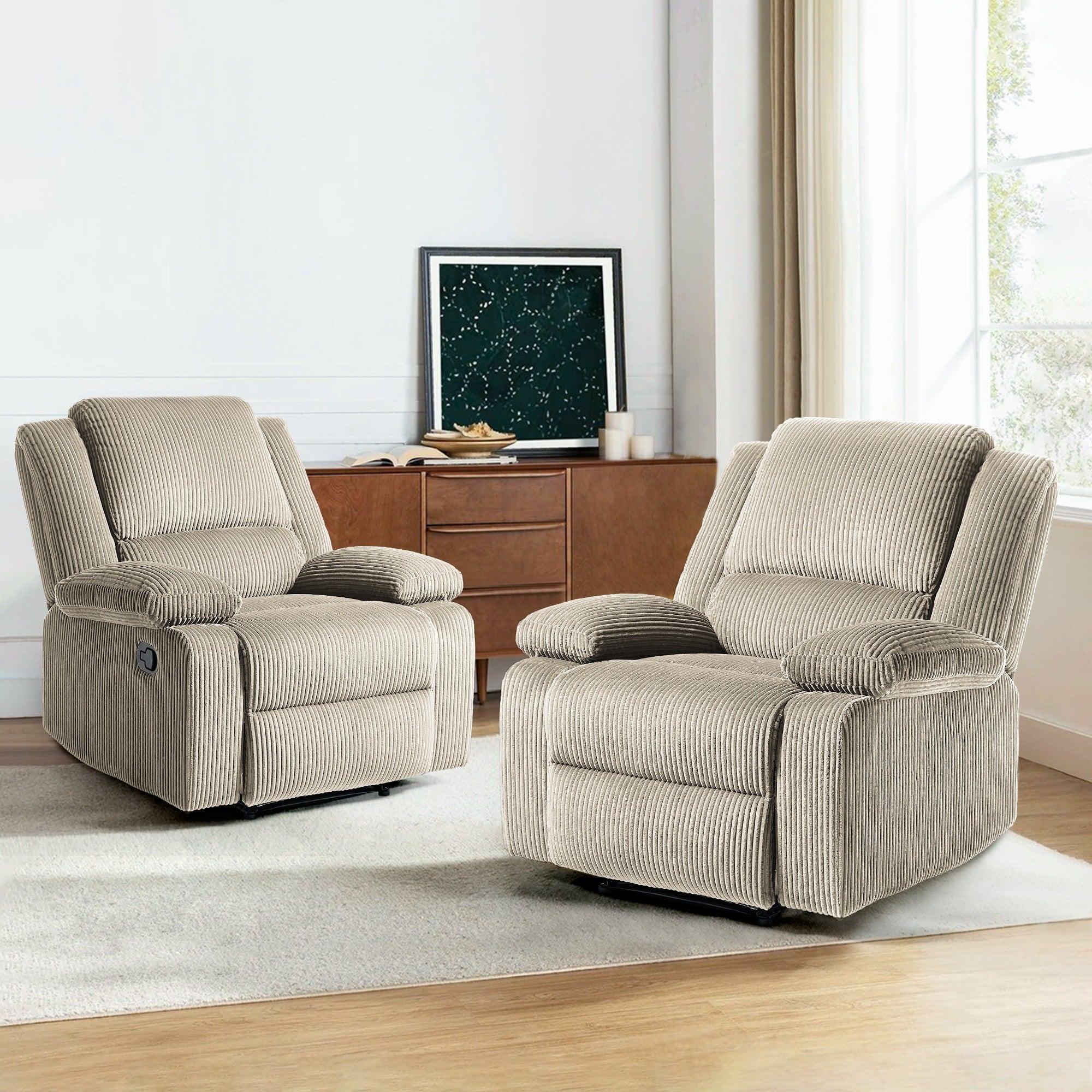 Fauteuil inclinable réglable en velours côtelé pour salon