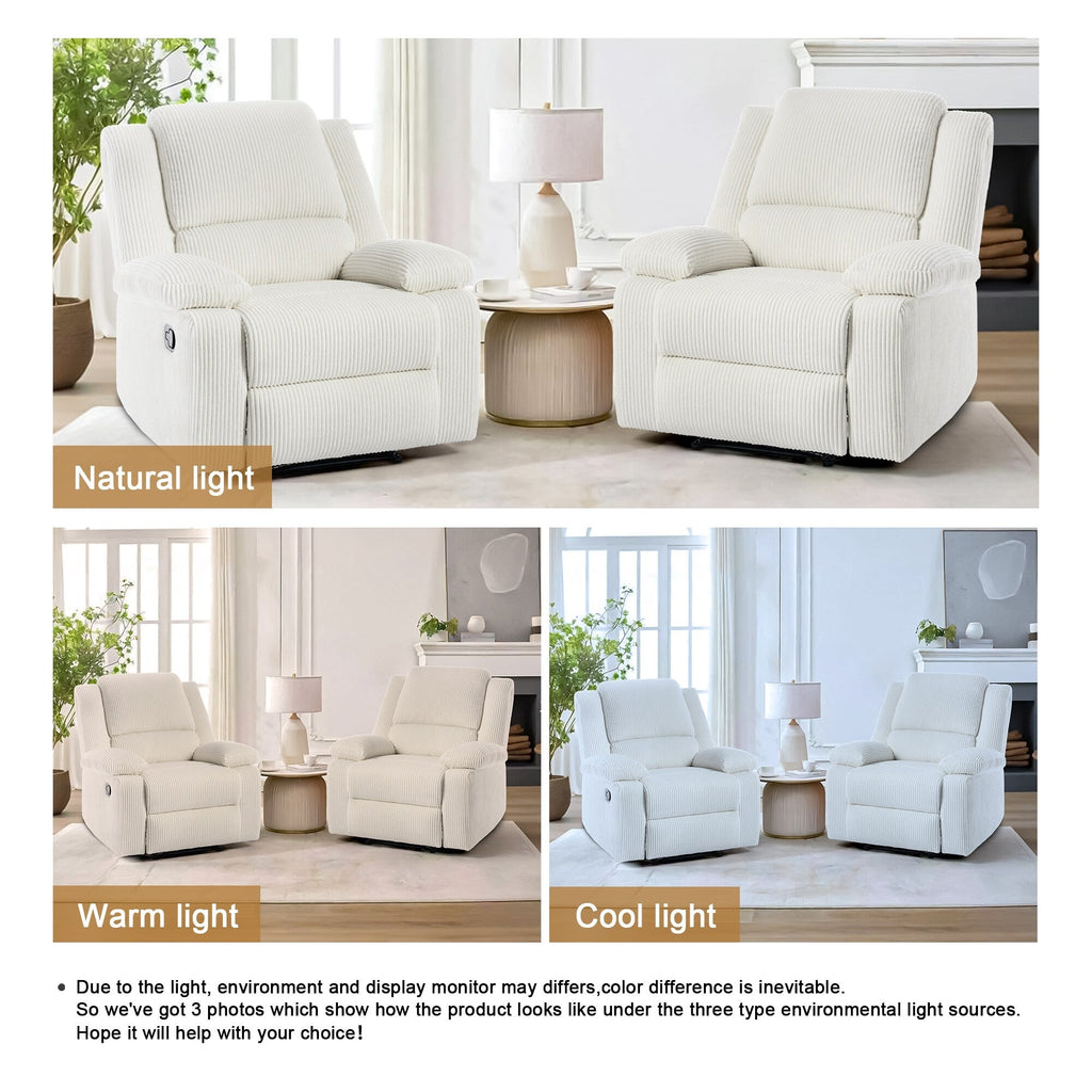 Fauteuil inclinable réglable en velours côtelé pour salon