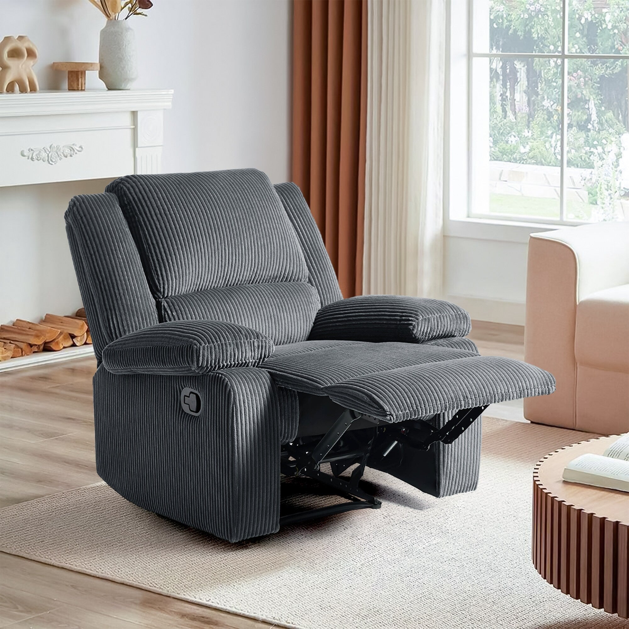 Fauteuil inclinable réglable en velours côtelé pour salon