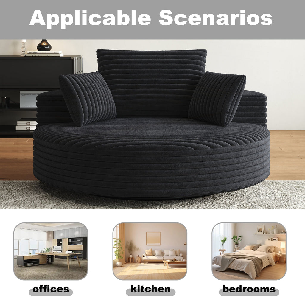 Chaise pivotante simple en velours côtelé et mousse chenille