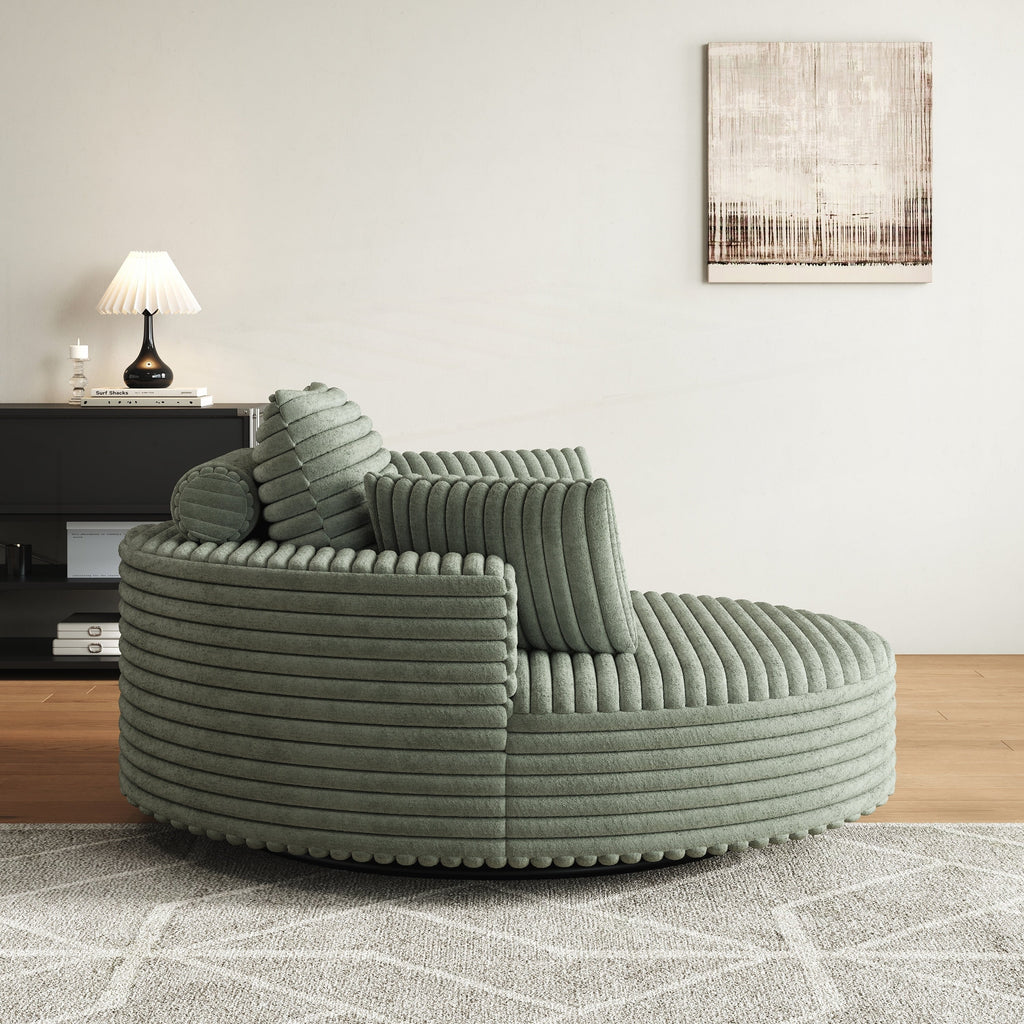 Chaise pivotante simple en velours côtelé et mousse chenille