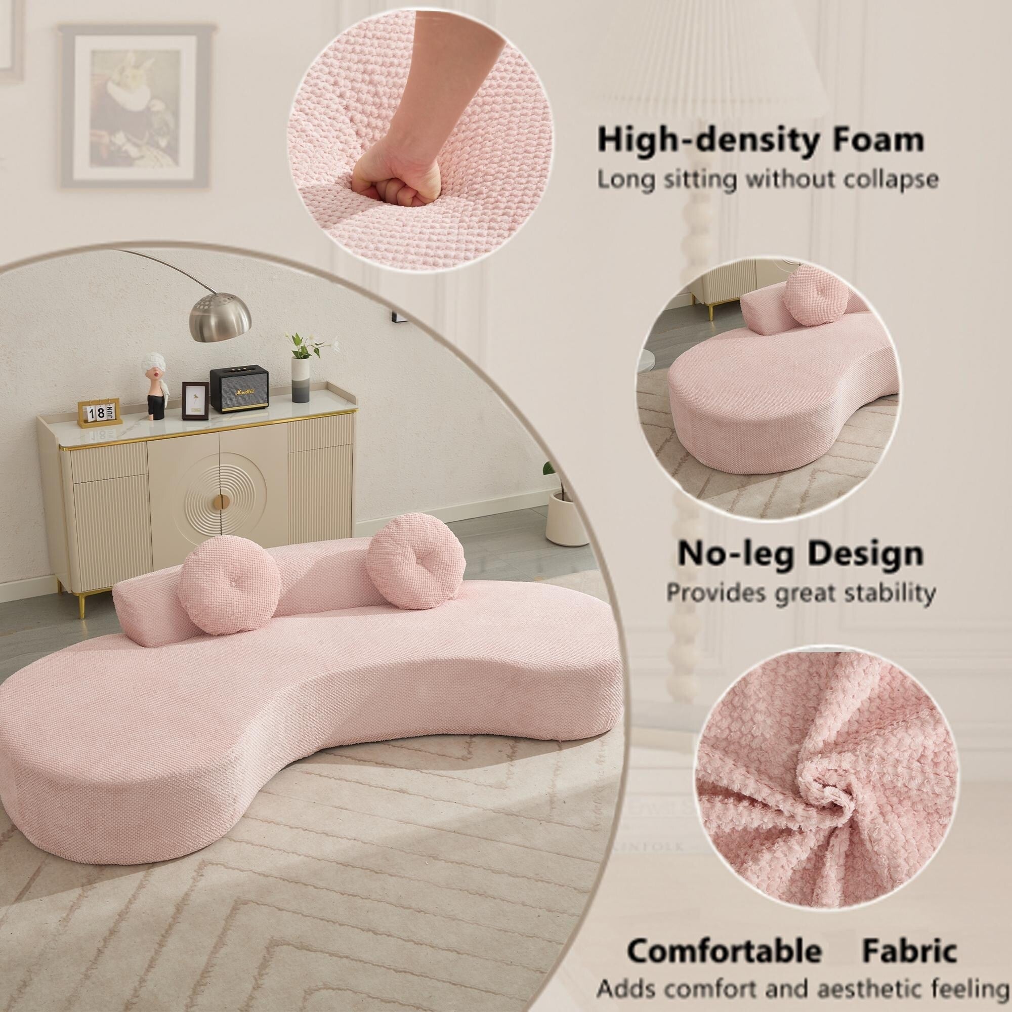 Canapé nuage en velours côtelé avec coussins