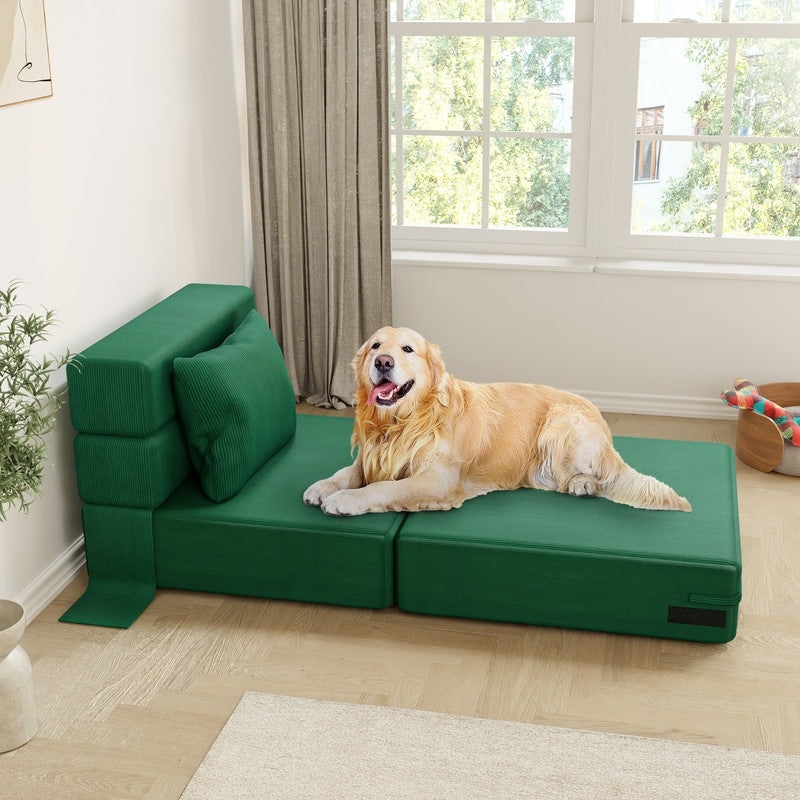 Canapés sectionnels convertibles et pliables en velours côtelé à compression (ensemble de 2)