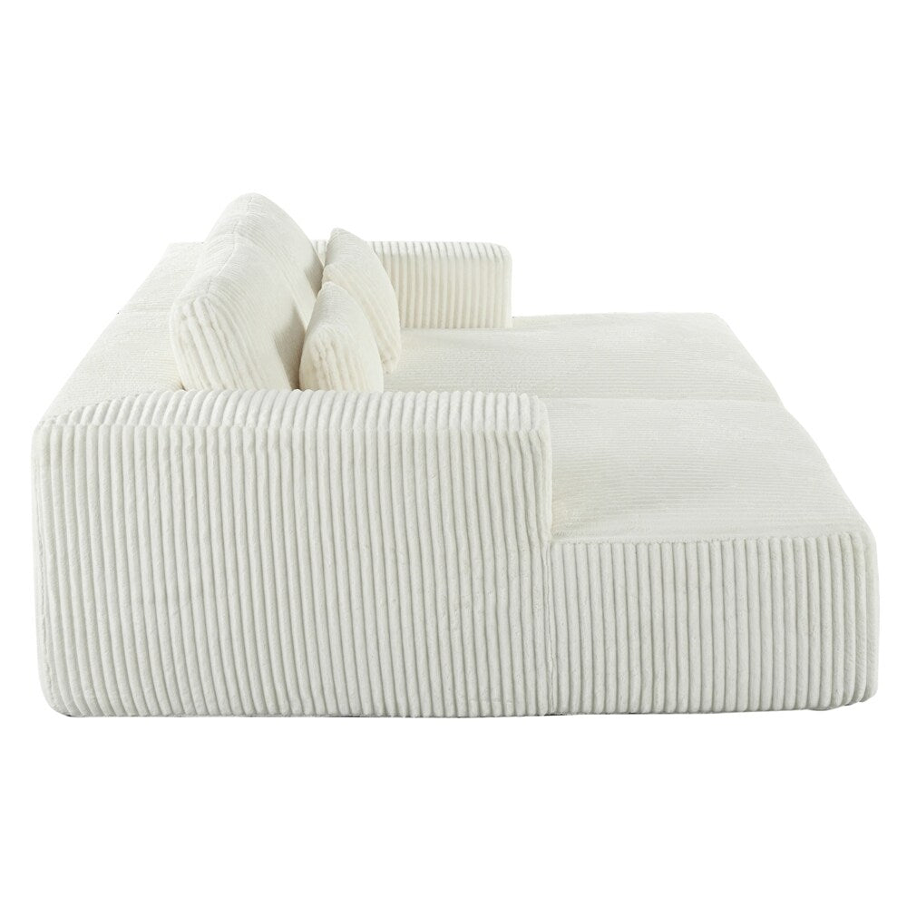 Canapé-lit double en velours côtelé avec 2 oreillers