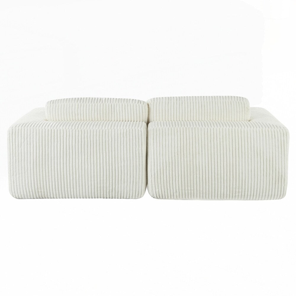 Canapé-lit double en velours côtelé avec 2 oreillers