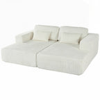 Canapé-lit double en velours côtelé avec 2 oreillers