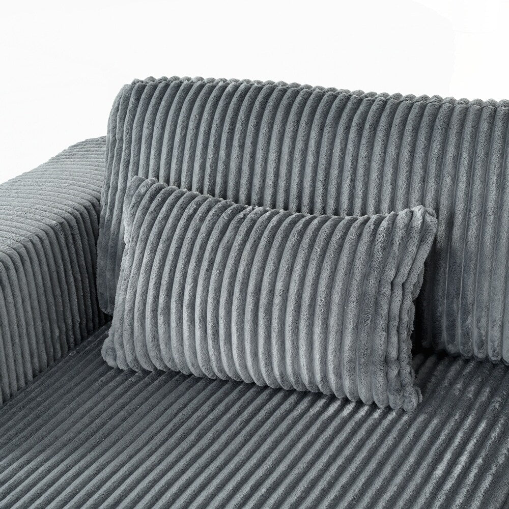 Canapé-lit double en velours côtelé avec 2 oreillers