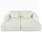 Canapé-lit double en velours côtelé avec 2 oreillers