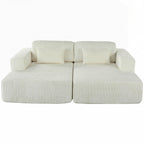 Canapé-lit double en velours côtelé avec 2 oreillers