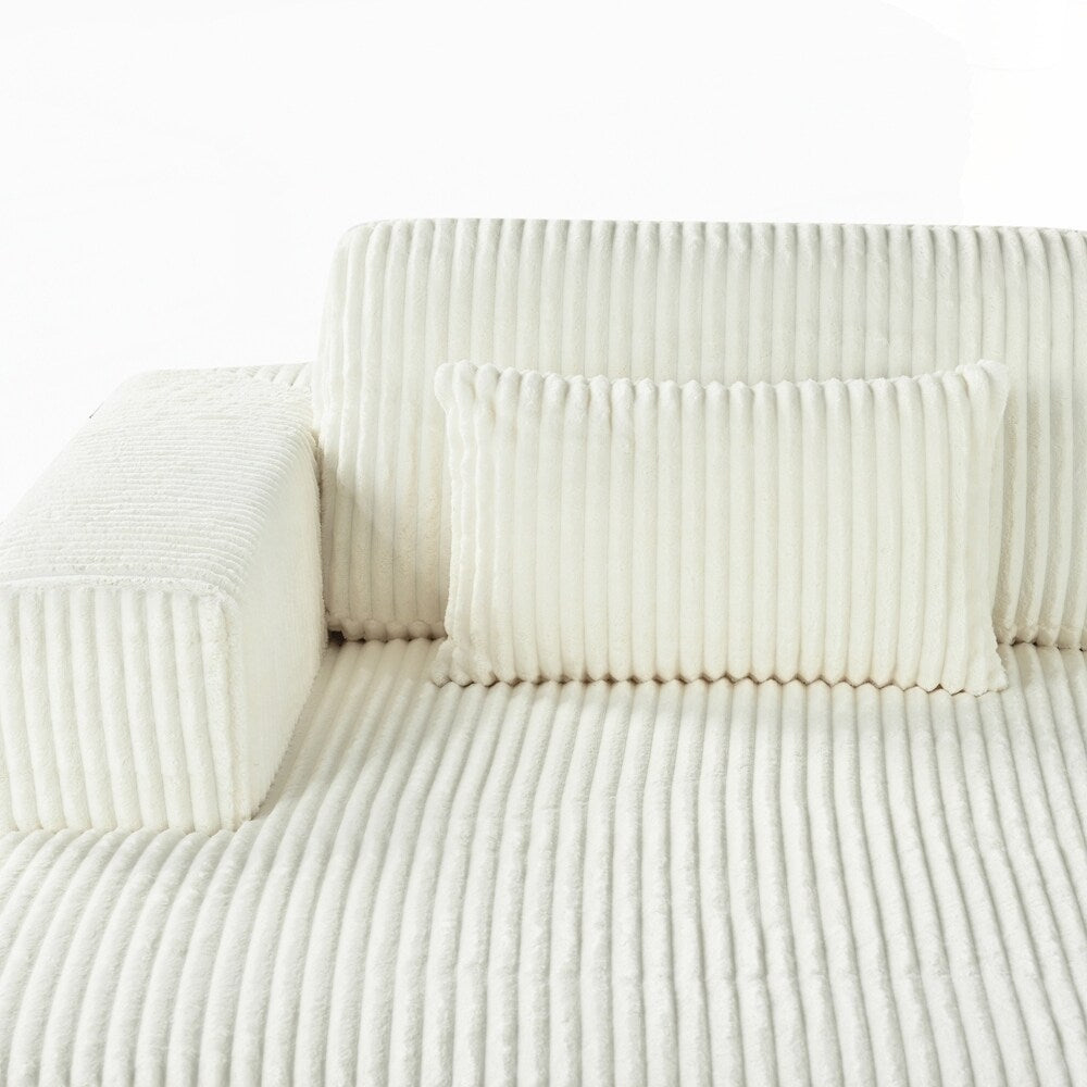 Canapé-lit double en velours côtelé avec 2 oreillers