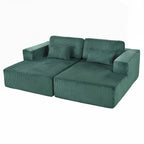 Canapé-lit double en velours côtelé avec 2 oreillers