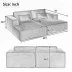 Canapé-lit double en velours côtelé avec 2 oreillers