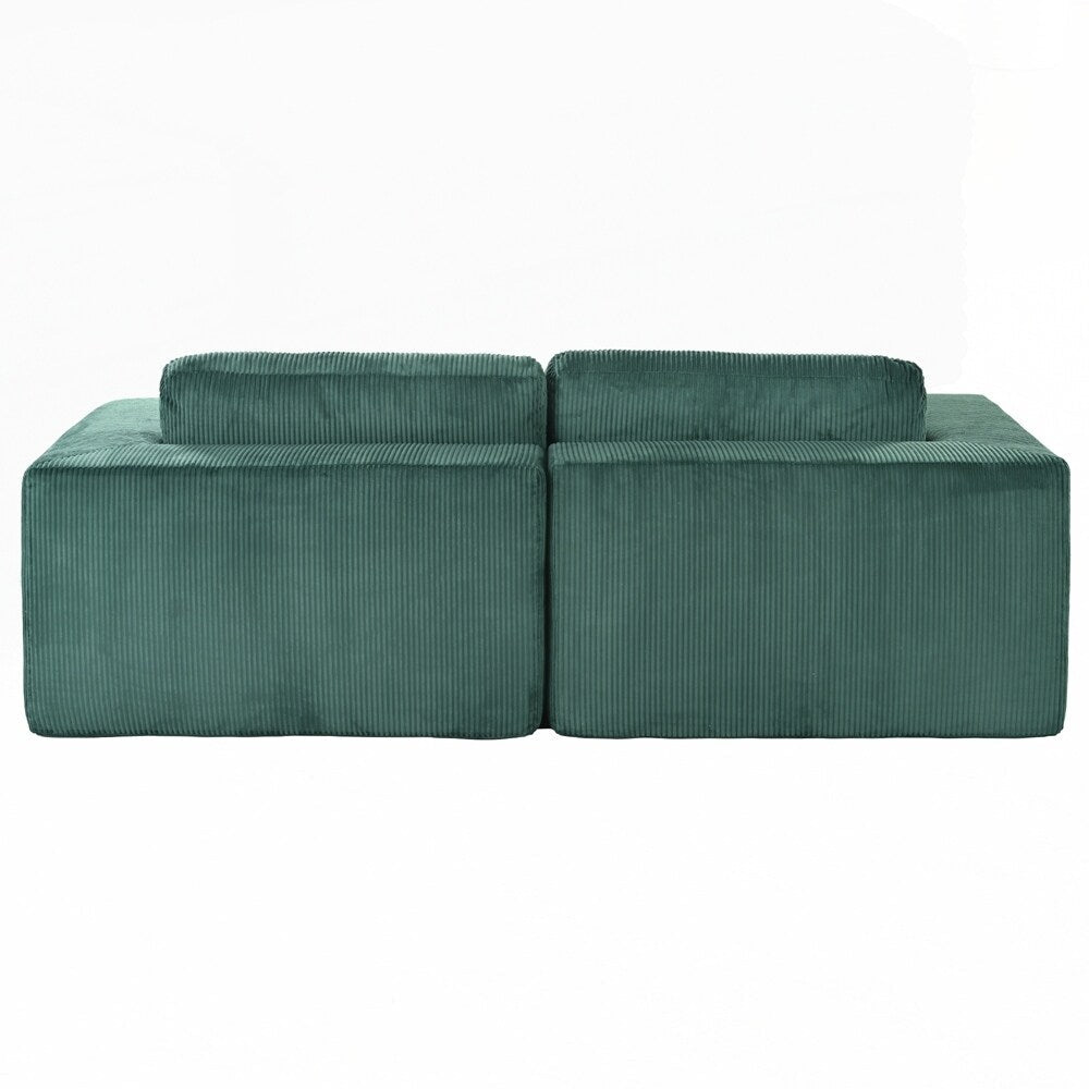 Canapé-lit double en velours côtelé avec 2 oreillers